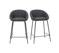 Tabourets de bar design tissu gris foncé 65 cm (lot de 2) SHERU