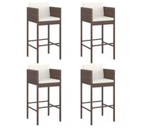 Tabourets de bar - DILWE - Lot de 4 - Résine tressée marron - Dimensions 50x48x100 cm - Usage extérieur