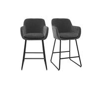 Tabourets de bar effet velours gris foncé H65 cm (lot de 2) AMIKA