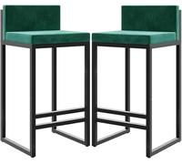 Tabourets de bar élégants rembourrés en velours avec dossier et base en métal, parfaits pour les comptoirs de cuisine et les îles Vert 65 cm de hauteur Assise élégante et confortable