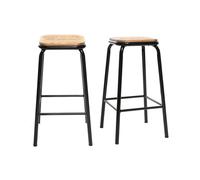 Tabourets de bar empilables noir et bois foncé h65 cm (lot de 2) memphis