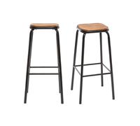 Tabourets de bar empilables noir et bois foncé H77.5 cm (lot de 2) MEMPHIS