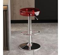 Tabourets De Bar en Acrylique, Tabourets De Bar, Chaises De Bar, Tabouret Pivotant RéGlable en Hauteur, Tabourets De Comptoir De Cuisine (Color : Red, Size : Silver Lifting Rod)