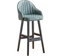 Tabourets de Bar en Bois, Tabouret de comptoir avec des Jambes en Bois Un Repose-Pied, des chaises de Bar pour Le Salon de pub de l'îlot de Cuisine, siè rembourré (Green-1PS, 64 cm)