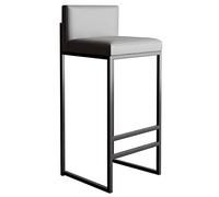 Tabourets de Bar en Cuir Faux Tabouret de Bar Industriel Hauteur de Hauteur avec Dos Bas Jambe en métal, Tabouret de comptoir pour l'île Kitchens, Bar Rustique (gris-1ps, 65 cm / 25,6 Pouces)