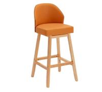 Tabourets de Bar en Cuir PU, avec Dossier, Hauteur de comptoir, Pieds en Bois Massif, for Cuisine, île, Maison, Bar, café(Orange 1ps,62cm/24.4in)