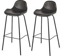 Tabourets de Bar en Cuir PU, chaises de Bar Modernes à Hauteur de comptoir avec Dossier, Pieds en métal et Repose-Pieds, chaises de Cuisine pour pub, café ou Bar. (Gray-2ps)