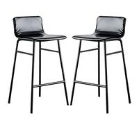 Tabourets de Bar en Cuir PU, chaises de Tabouret de Bar rembourrées à l'île avec Dossier Bas Jambes en métal, Parfait pour Les sièges de la Hauteur du Bar de Cuisine (Black-2Ps, 65 cm)