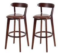 Tabourets de Bar en Cuir PU, chaises de tabourets de Hauteur de Bar Modernes, Cadre en Bois, Assemblage Facile, arrière Repose-Pieds, comptoir de Cuisine, Tabouret de Bar de Salle à Manger (brun-2ps,