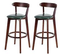 Tabourets de Bar en Cuir PU, chaises de tabourets de Hauteur de Bar Modernes, Cadre en Bois, Assemblage Facile, arrière Repose-Pieds, comptoir de Cuisine, Tabouret de Bar (Green-2ps, 61 cm / 24