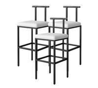 Tabourets de Bar en Cuir PU Ensemble de 3, 65 cm, avec des tabourets d'îlot de Cuisine rembourrés en arrière avec des chaises de Barre de chaussée Noir pour Le Bar à Domicile Pub, Noir (Hauteur