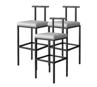 Tabourets de Bar en Cuir PU Ensemble de 3, 65 cm, avec des tabourets d'îlot de Cuisine rembourrés en arrière avec des chaises de Barre de chaussée Noir pour Le Bar à Domicile Pub, Noir (Hauteur