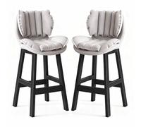 Tabourets de bar en cuir PU imperméables avec dossiers ergonomiques, chaises de bar à cadre en métal noir for bar/îlot de cuisine intérieur/extérieur, confortables et durables, lot de 2(B,75cm)