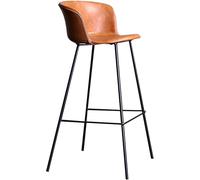 Tabourets de Bar en Cuir PU, Petits tabourets de Bar de Bar à Hauteur de comptoir pour Le Salon de pub îlot de Cuisine, capacité de 330 Livres, Repose-Pieds (orange-1ps, 65 cm)