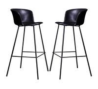 Tabourets de Bar en Cuir PU, Petits-Tools de Bar à tabourets de comptoir chaises de Bar pour Le Salon de pub de l'îlot de Cuisine, capacité de 330 Livres, Repose-Pieds (Black-2Ps, 65 cm / 26