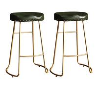 Tabourets de Bar en Cuir PU, tabourets de comptoir, tabourets de Bar Vintage avec des Jambes en métal Tabouret de Haut pour Plats pour Le café de la Cuisine Bar Bar Island Room (Green 2PS 75cm / 29.6