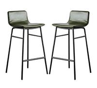 Tabourets de Bar en Cuir synthétique Chaises de Bar avec Un Dos Bas des Jambes en métal, des tabourets de pub de Bar à comptoir de Cuisine, 300 Livres (Hauteur du siè: 26/30 Pouces) (Green-2ps, 75 cm