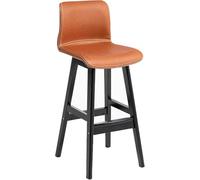 Tabourets de Bar en Cuir synthétique, tabourets de Bar au Design Moderne avec Dossier et Pieds en Bois, chaises Hautes de Cuisine pour pub, café ou Bar. (Orange-1ps,72cm)