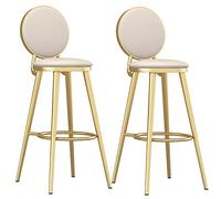 Tabourets de bar en cuir synthétiques, tabourets de cuisine, chaises de bar hautes avec dossier, cadre en fer, siè de haut 26/30 pouces, assemblage facile, tabouret de comptoir rond (blanc -2ps, 75 cm