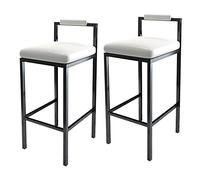 Tabourets de Bar en Faux Cuir de 2, Tabouret de Cuisine de Rembourrage épais, chaises de Bar avec des Jambes métalliques en arrière, Hauteur de siè 75 cm intéressante (Hauteur Blanche 75 cm)