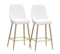 Tabourets de bar en métal, lot de 2 tabourets de bar, tabourets de bar hauts pour comptoir de cuisine, tabourets de bar hauts en velours avec dossiers et pieds en métal doré pour tabouret haut