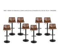 Tabourets de bar en tissu à chaud Brun - Lot de 8 - DINGXIANG