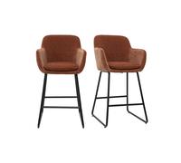 Tabourets de bar en tissu effet velours terre brûlée H65 cm (lot de 2) AMIKA