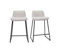 Tabourets de bar en tissu effet velours texturé beige et métal H65 cm (lot de 2) BOOST