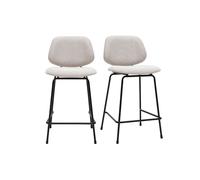 Tabourets de bar en tissu effet velours texturé beige et métal H66.5 cm BARNET (lot de 2)