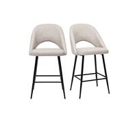 Tabourets de bar en tissu effet velours texturé beige H65 cm (lot de 2) COSETTE