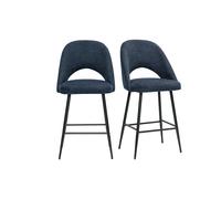Tabourets de bar en tissu effet velours texturé bleu foncé H65 cm (lot de 2) COSETTE