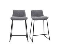 Tabourets de bar en tissu effet velours texturé gris et métal H65 (lot de 2) BOOST