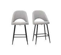 Tabourets de bar en tissu effet velours texturé gris H65 cm (lot de 2) COSETTE