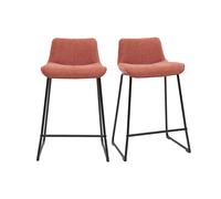 Tabourets de bar en tissu effet velours texturé terracotta et métal H65 cm (lot de 2) BOOST