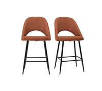 Tabourets de bar en tissu effet velours texturé terre brûlée H65 cm (lot de 2) COSETTE