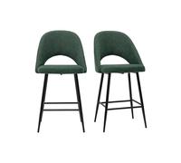 Tabourets de bar en tissu effet velours texturé vert H65 cm (lot de 2) COSETTE