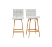 Tabourets de bar en tissu gris clair et bois H65 cm (lot de 2) KLARIS