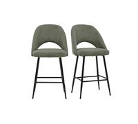 Tabourets de bar en tissu velours côtelé vert kaki H65 cm (lot de 2) COSETTE