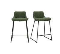 Tabourets de bar en tissu vert kaki et métal h65 cm (lot de 2) boost
