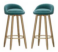 Tabourets de Bar en Velours 26/30 Pouces de Salle à Manger Barstools Black Metal Mots Repose-Pieds, Tabouret de comptoir pour îlot de Cuisine, café, pub, Bar, 300 lbs (Green2PS, 75 cm / 29,6 Pouces)