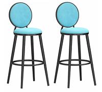 Tabourets de bar en velours avec dossier rond et repose-pieds - Chaises de bar confortables pour la maison, la salle à manger et l'îlot de cuisine, supporte 136 kg