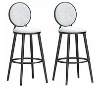 Tabourets de bar en velours avec dossier rond et repose-pieds - Chaises de bar confortables pour la maison, la salle à manger et l'îlot de cuisine, supporte 136 kg