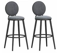 Tabourets de bar en velours avec dossier rond et repose-pieds - Chaises de bar confortables pour la maison, la salle à manger et l'îlot de cuisine, supporte 136 kg