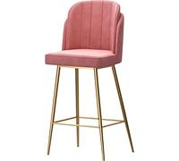 Tabourets de bar en velours avec repose-pieds arrière - Tabouret îlot de cuisine moderne avec base en métal doré, 65 cm de haut - 1 pièce
