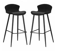 Tabourets de Bar en Velours, chaises de Bar à Hauteur de comptoir avec Dos, Jambes en métal Repose-Pied 26/30 Pouces de Haut tabourets de Cuisine de Cuisine île rembourrée (Black-2ps, 75 cm / 30