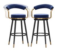 Tabourets de Bar en Velours, comptoir Hauteur 360 degrés chaises de Bar pivotant avec Dos Repose-Pieds, Cuisine de Cuisine de pub à la Maison chaises de Bar de Bar à la Maison, 300 LB (bleu-2ps, 65