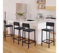 IDMarket - Lot de 4 tabourets de Bar Aubin avec Dossier Chaise de Cuisine Velours Gris Anthracite