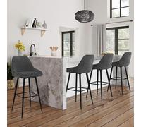 IDMarket - Lot de 4 tabourets de Bar THALYA en Velours Gris foncé avec Demi-accoudoirs