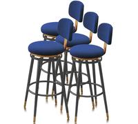 Tabourets de Bar en Velours, Hauteur de comptoir Ensemble de 1/2/3/4, avec Pieds arrière en métal, siège rembourré Moderne for îlot de Cuisine, comptoir(Blue,4 PCS)