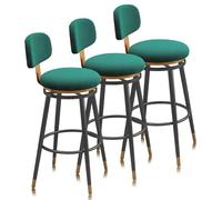 Tabourets de Bar en Velours, Hauteur de comptoir Ensemble de 1/2/3/4, avec Pieds arrière en métal, siège rembourré Moderne for îlot de Cuisine, comptoir(Green,3PCS)